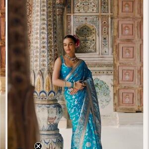Vibrant Blue Floral Saree